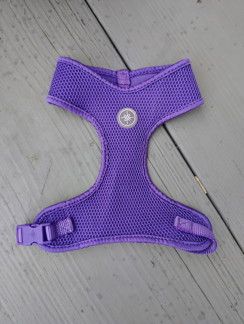 Purple Mesh Dog Harness with Center Logo Size Medium.